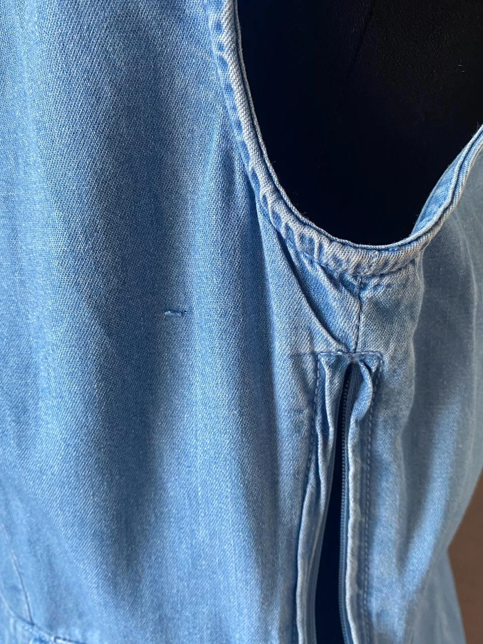 NAF NAF embroidered western style denim dress size 38 – light blue cotton, ruffled collar – photo 10